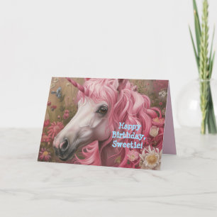 ROZE EENHOORN VERJAARDAGSCARD VERJAARDAGSCADEAU ME BEDANKKAART