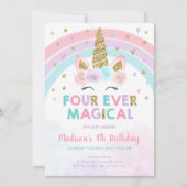 Roze Eenhoorn Vier ooit Magische Verjaardag Kaart (Voorkant)