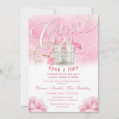 Roze eenmaal op tijd Prinses Birthday Uitnodiging (Voorkant)