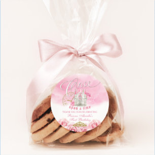 Roze eens op tijd prinses ronde sticker