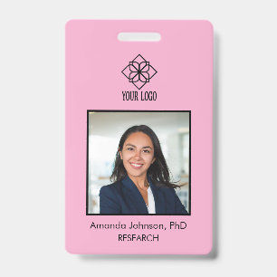 Roze Eenvoudig Aangepast Logo Personeelsfoto ID Badge