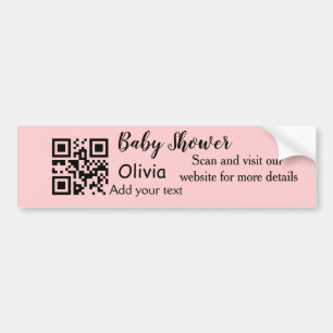 Roze eenvoudig baby shower q of code voeg naamteks bumpersticker