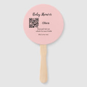 Roze eenvoudig baby shower q of code voeg naamteks handwaaier (Achterkant)