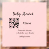 Roze eenvoudig baby shower q of code voeg naamteks raamsticker (Vel 2)