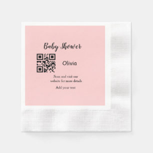 Roze eenvoudig baby shower q of code voeg naamteks servet