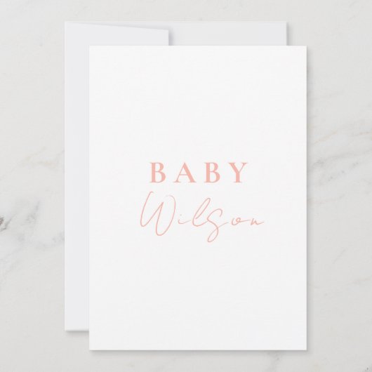 Roze Eenvoudig Elegant Meisje Baby shower Invitati Kaart (Achterkant)