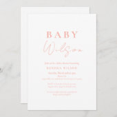 Roze Eenvoudig Elegant Meisje Baby shower Invitati Kaart (Voorkant / Achterkant)
