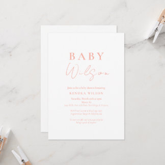 Roze Eenvoudig Elegant Meisje Baby shower Invitati Kaart