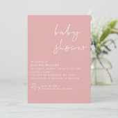 Roze Eenvoudig elegant modern Baby shower Kaart (Staand voorkant)
