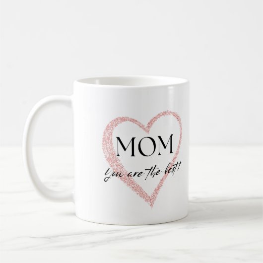 Roze Eenvoudig Hart Beste Mam Moederdag Koffiemok (Links)
