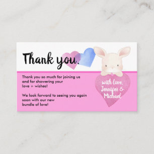 Roze Eenvoudig Hart Schattig Baby Konijn Konijn Da Informatiekaartje