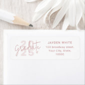 Roze Eenvoudig Modern Script Afstuderen retouradre Etiket (Insitu)