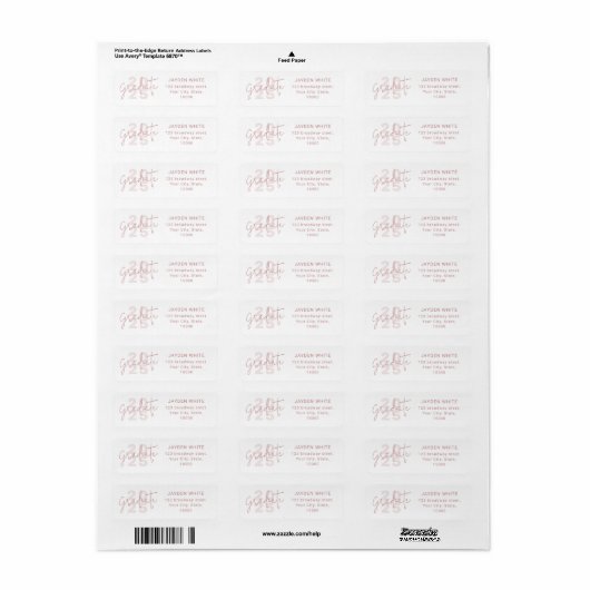 Roze Eenvoudig Modern Script Afstuderen retouradre Etiket (Full Sheet)