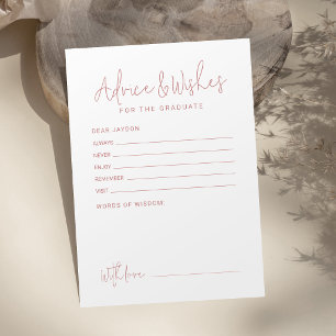 Roze Eenvoudig Moderne Script Afstudeeradvies & we Advieskaart