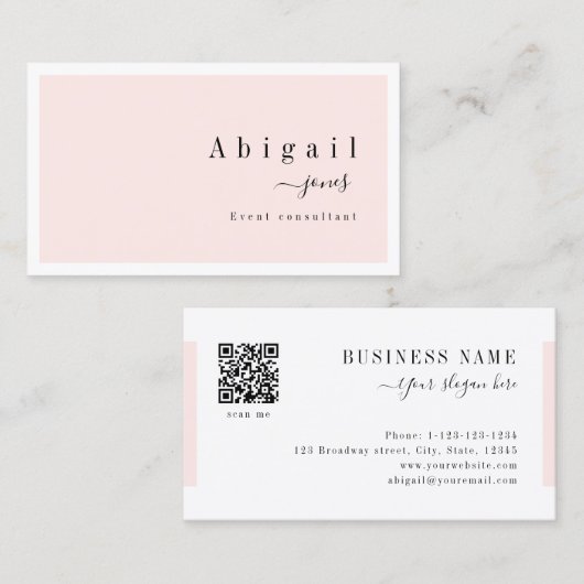 Roze, eenvoudig script, modern Luxury Professional Visitekaartje (Voorkant / Achterkant)