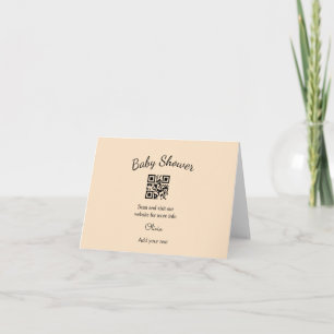 Roze eenvoudige baby shower q r code voeg naam tek bedankkaart