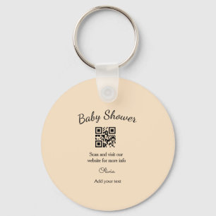 Roze eenvoudige baby shower q r code voeg naam tek sleutelhanger