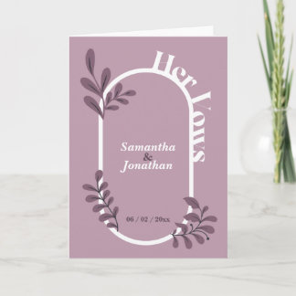 Roze eenvoudige bruiloft haar geloften Kaart