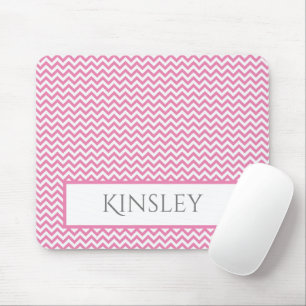 Roze eenvoudige Chevron persoonlijke Muismat
