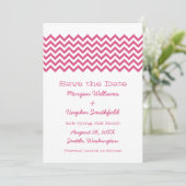 Roze Eenvoudige Chevron sparen de Datum uitnodigen Save The Date (Staand voorkant)