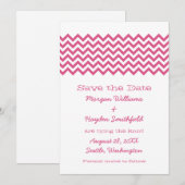 Roze Eenvoudige Chevron sparen de Datum uitnodigen Save The Date (Voorkant / Achterkant)
