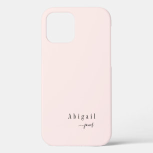 Roze eenvoudige script naam elegant gepersonalisee iPhone 12 hoesje