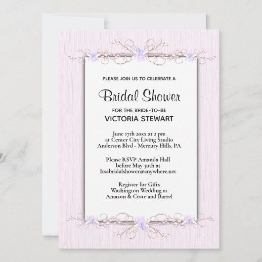 Roze Eenvoudigheids Bridal Shower Uitnodiging (Voorkant)