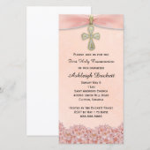 Roze Eerste Heilige Communie Religieuze Uitnodigin (Voorkant / Achterkant)