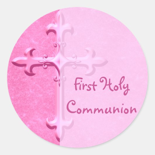 Roze Eerste Heilige Communie Sticker (Voorkant)