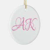 Roze eerste monogrammok - AANPASBAAR! Keramisch Ornament (Rechts)