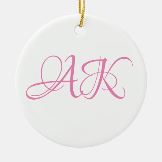 Roze eerste monogrammok - AANPASBAAR! Keramisch Ornament (Voorkant)