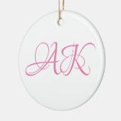 Roze eerste monogrammok - AANPASBAAR! Keramisch Ornament (Links)