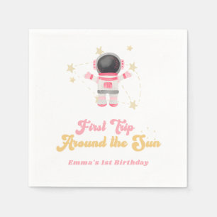 Roze eerste reis rond de eerste zondag servet