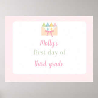 roze eerste schooldag bord poster