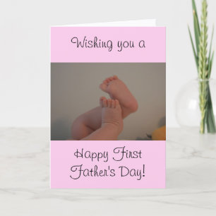 Roze eerste Vaderdag met bericht Baby Meisje Kaart