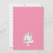 Roze eerste verjaardag meisje hoge stoel kaart (Achterkant)