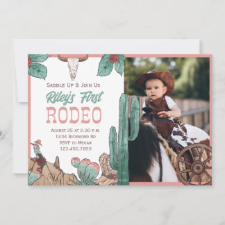 Roze eerste western zuidwesterse cowgirl rodeo kaart