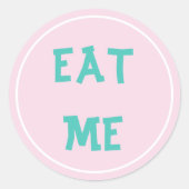 Roze eet me | ronde sticker (Voorkant)