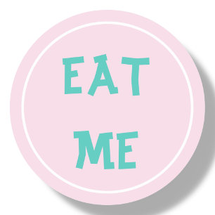 Roze eet me ronde sticker