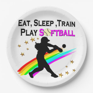 ROZE EET, SLAAP, TRAIN, PLAY SOFTBAL ONTWERP PAPIEREN BORDJE