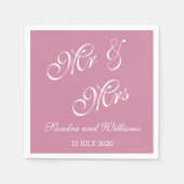 Roze effen kleur Mr en Mrs Wedding Servetten (Voorkant)