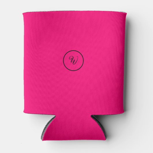 Roze effen kleur neon monogram modern trendy blikjeskoeler (Voorkant)