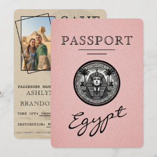 Roze Egyptisch Paspoort Trouwen Save the Date