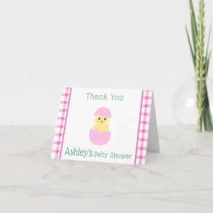 Roze Ei Kleine Kuiken Meisje Baby Shower Bedankkaart