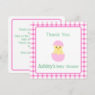 Roze Ei Kleine Kuiken Meisje Baby Shower FLAT Bedankkaart