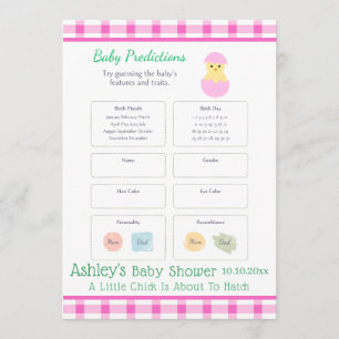 Roze Ei Kuiken Uitbroeden Meisje Baby Shower GAME Kaart