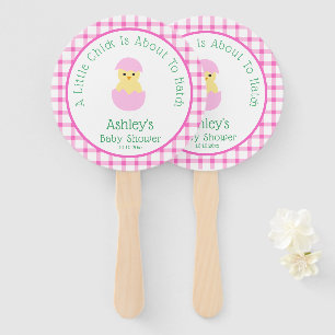 Roze Ei Kuiken Uitbroeden Meisje Baby Shower Handwaaier