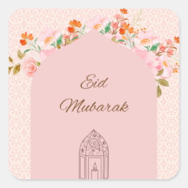 Roze Eid mubark Vierkante Sticker