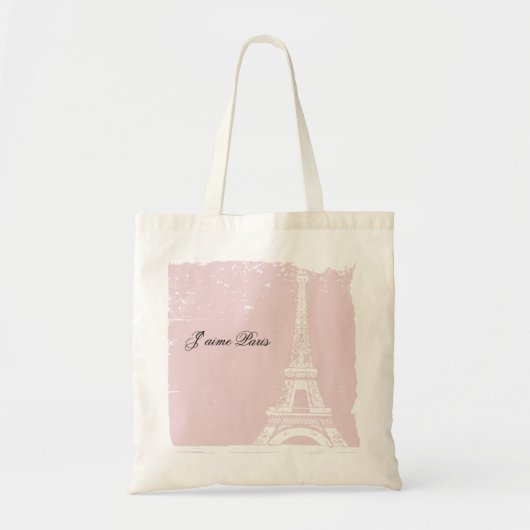 Roze Eiffel Tower Canvas tas (Voorkant)