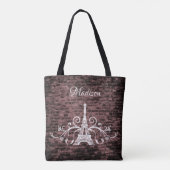 Roze Eiffel Tower Grunge Canvas tas (Achterkant)